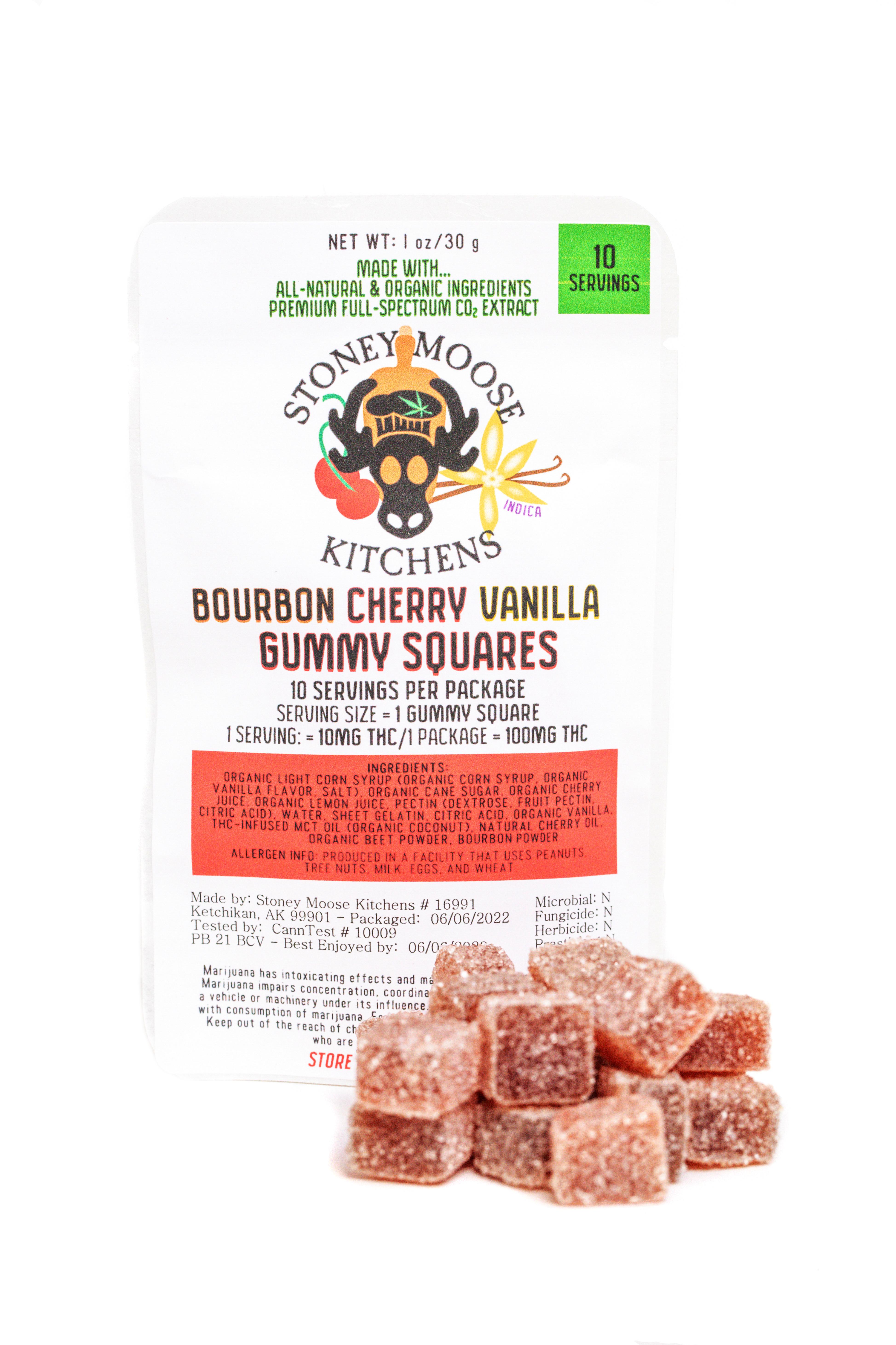 Photograph of product: Bourbon Cherry Vanilla Gummy Squares