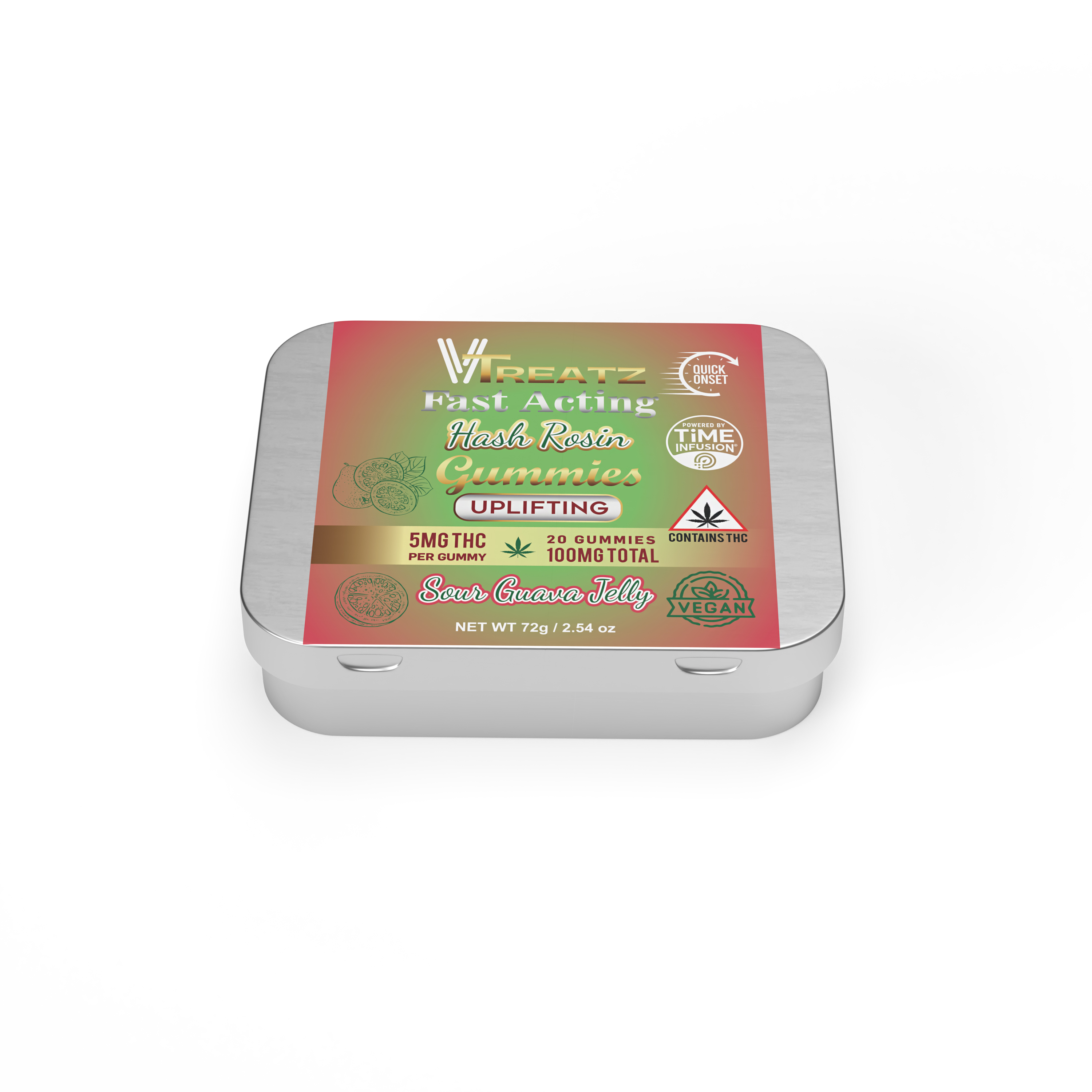Photograph of Product: VTreatz - 5mg Fast Acting Hash Rosin Gummies - Sour Guava Jelly