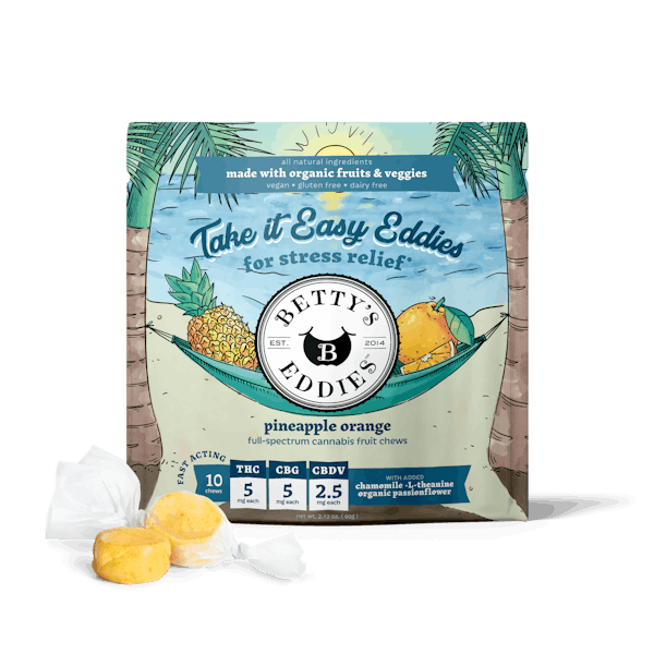 Photograph of product: Take It Easy Pineapple Orange Fruit Chews 50mg
