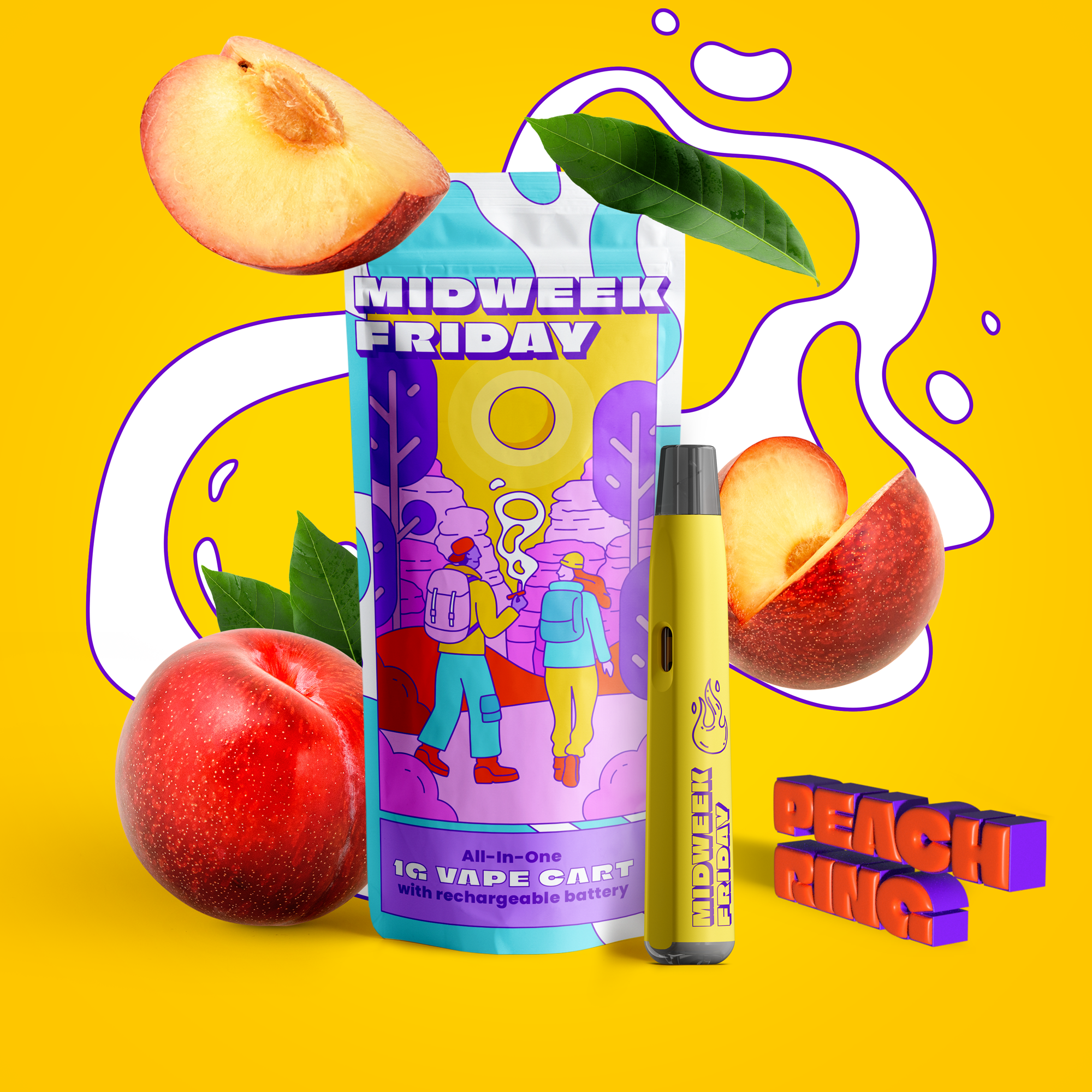 Photograph of product: Peach Rings | 1g | Disposable Vape | Midweek Friday