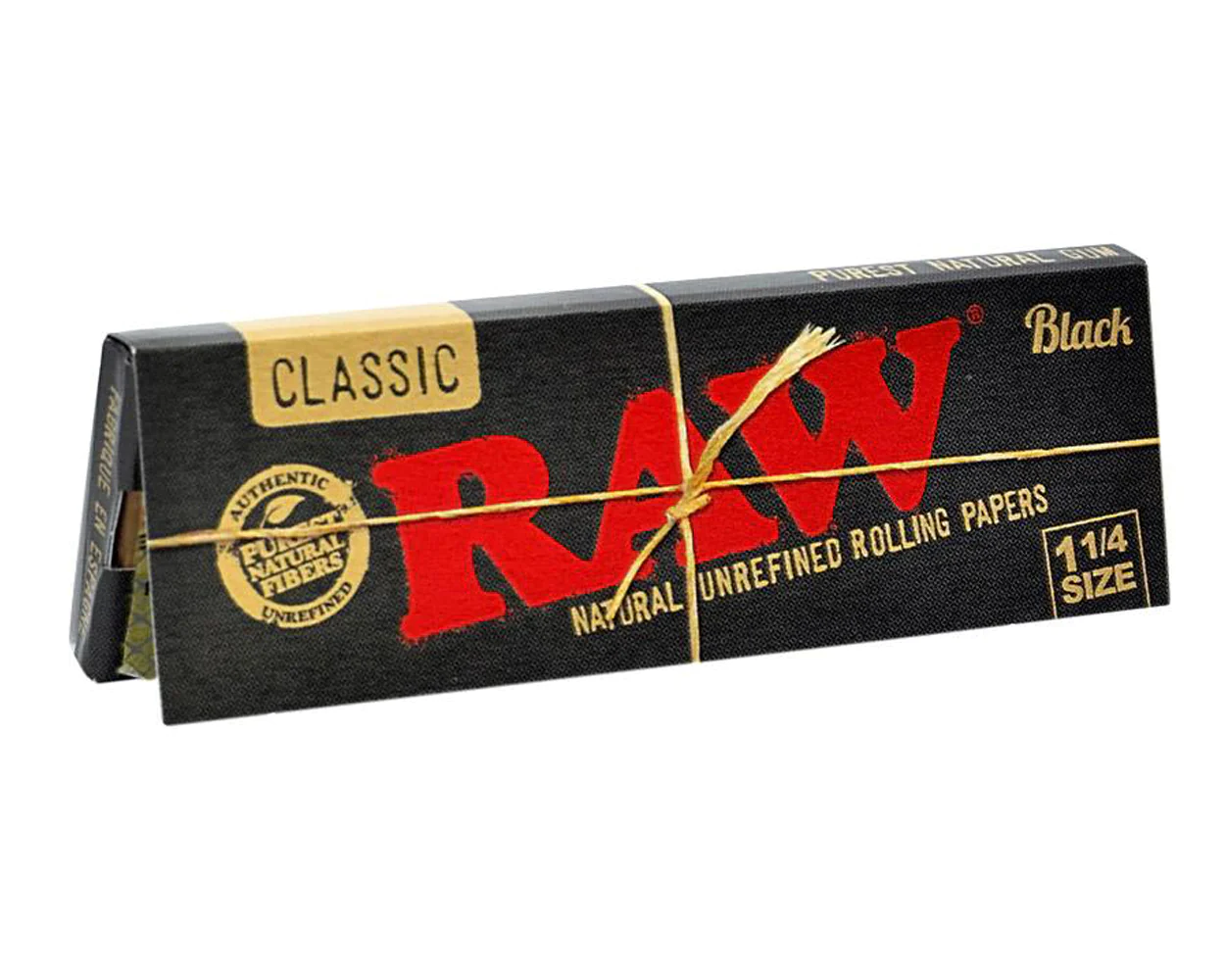 Photograph of product: Raw | Black | 1.25" Rolling Papers | 50 sheets