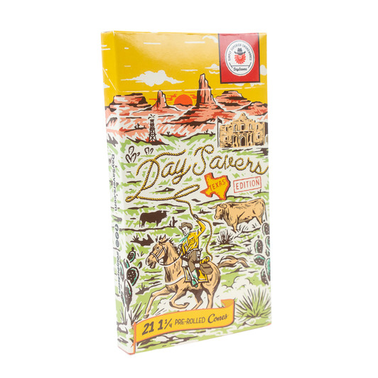 Photograph of product: DaySavers | 1 1/4 Half-Gram Texas Pre-Rolled Cones - Refined White | 21 Pack