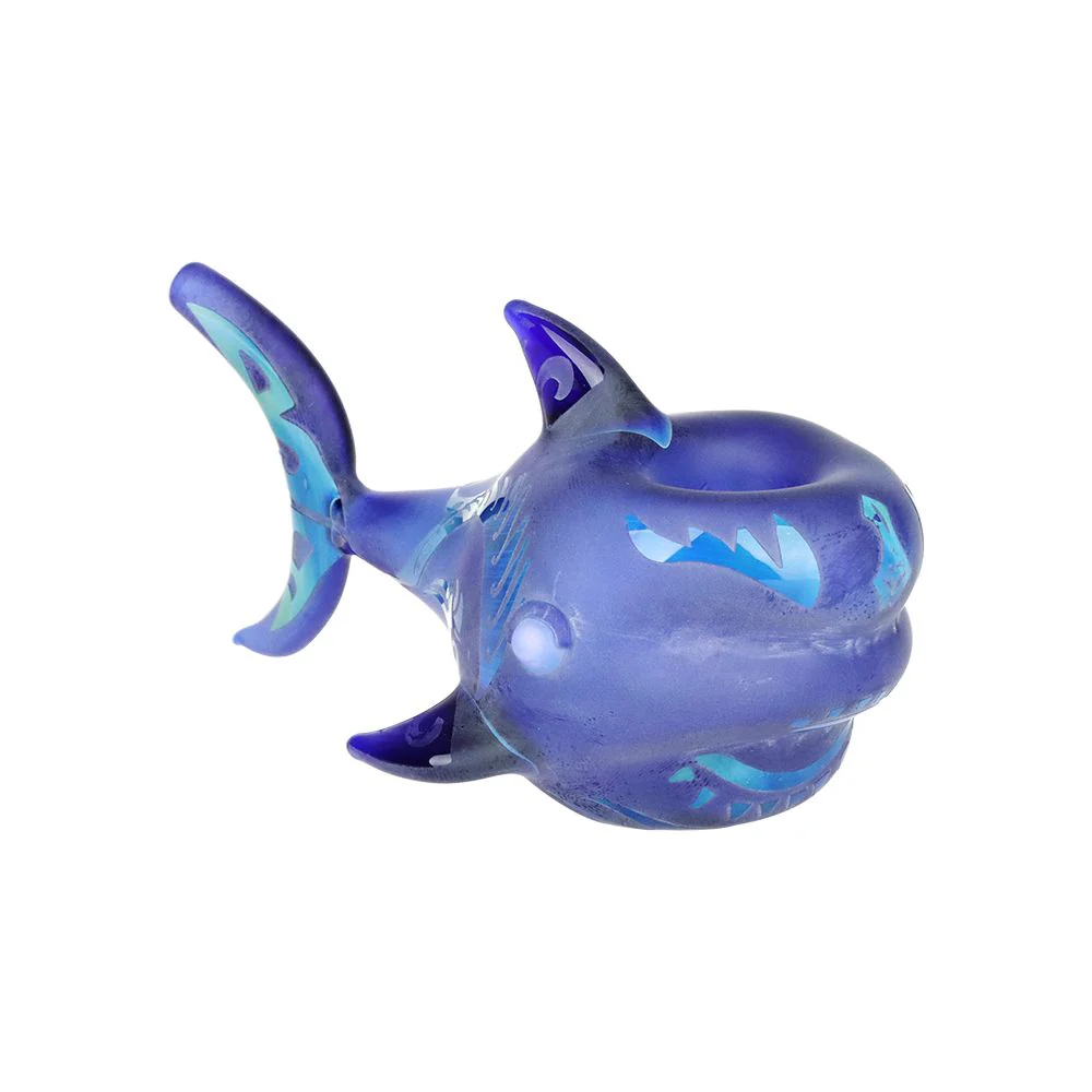 Photograph of product: Shark Attack Sandblasted Glass Hand Pipe 5" - Colors Vary