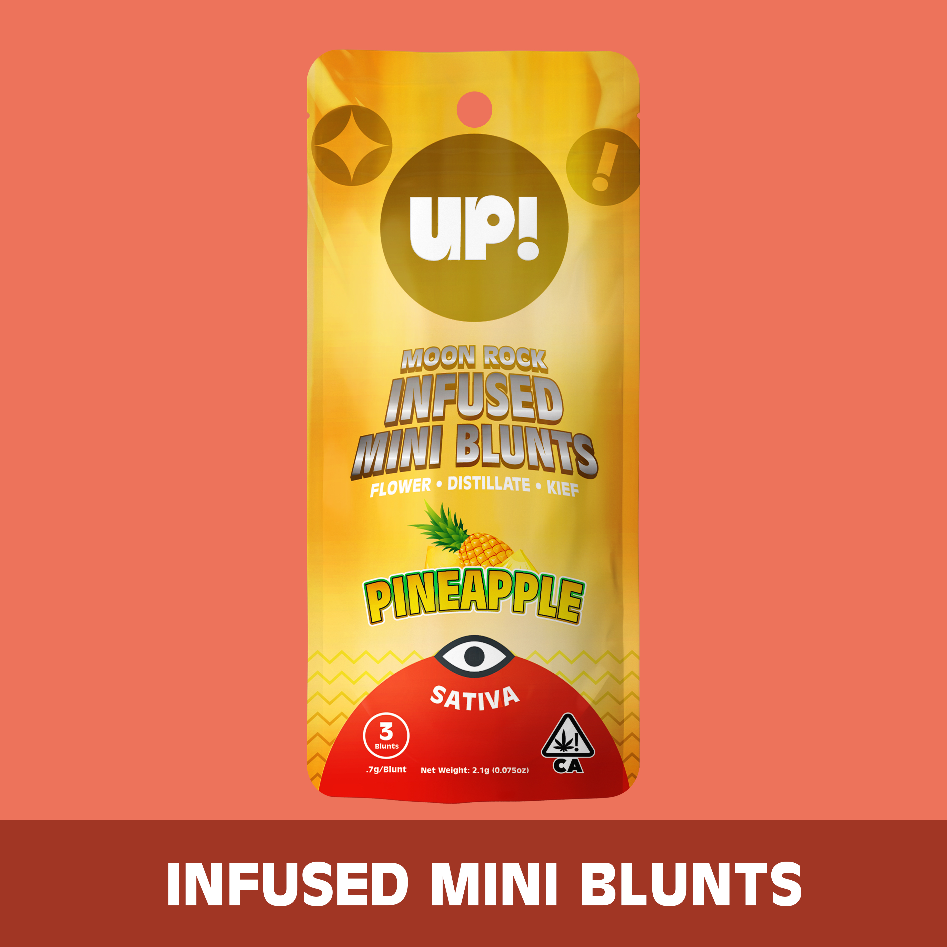 Photograph of product: UP! - Pineapple (Oui'd) 3pk Moon Rock Mini Blunt 2.1g