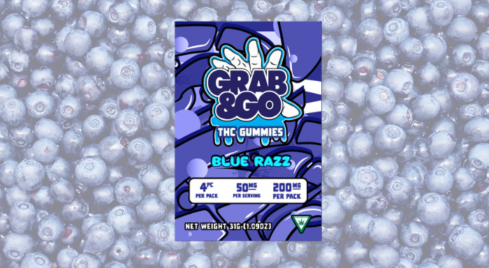 Photograph of product: Grab & Go | 200mg Gummies | Blue Razz