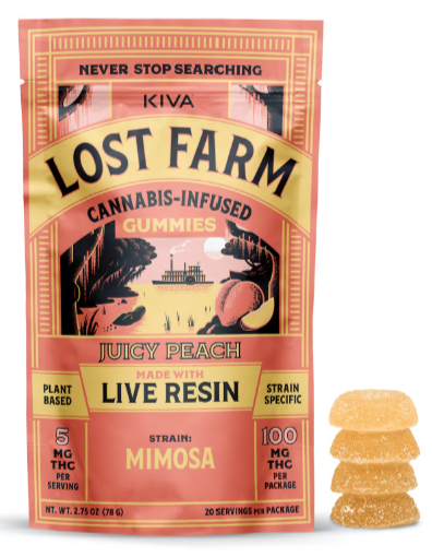 Photograph of product: Mimosa x Juicy Peach Gummies | Lost Farm | - 100mg