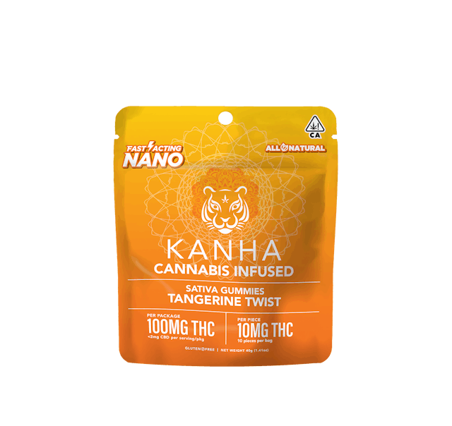 Photograph of product: Nano | Tangerine Twist | Sativa | 100mg THC | 10-pack