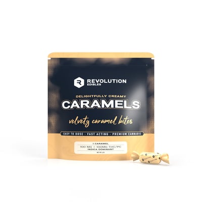 Photograph of product: REVOLUTION Creamy Caramels 100mg: Oui'd 1pc