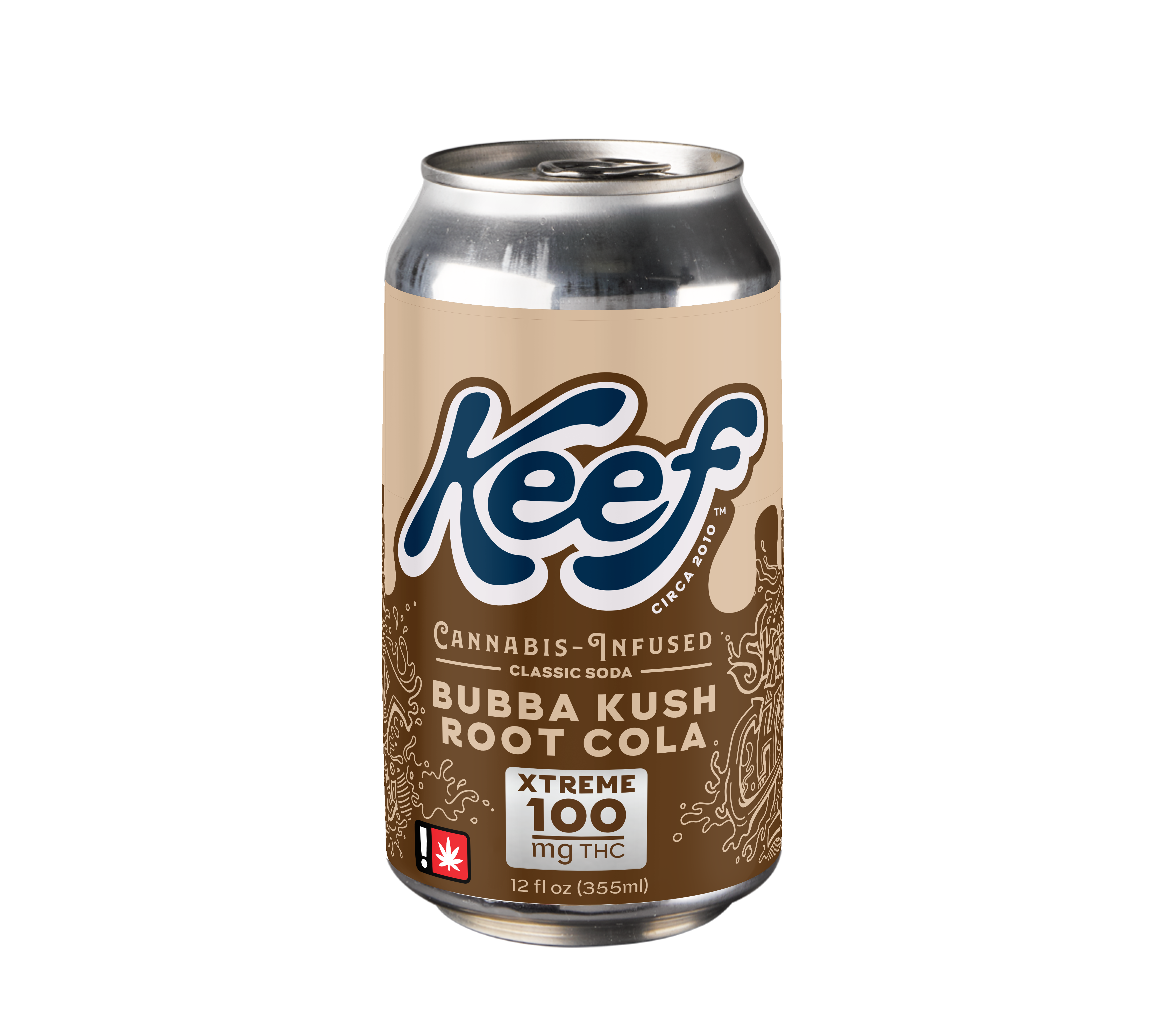 Photograph of product: Keef 100mg BUBBA KUSH ROOT COLA XTREME Oui'd Infused Classic Soda