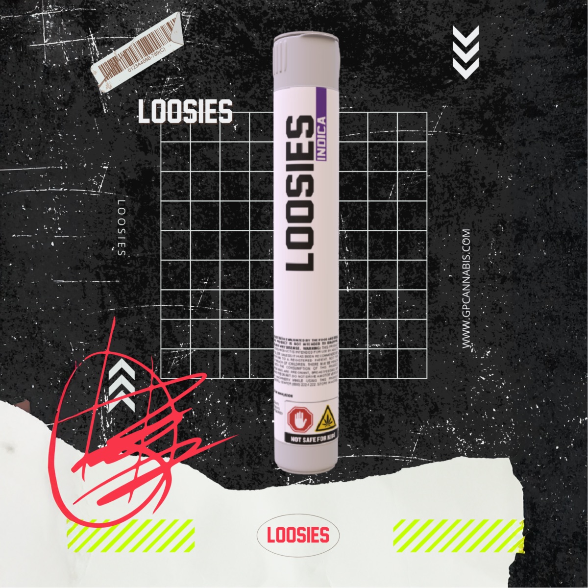 Photograph of product: Loosies Grand Daddy Purps Kief Enhanced Preroll 4pk 1g ea