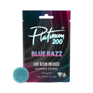 Photograph of product: Platinum Vape | 200mg Live Resin Gummies | Blue Razz