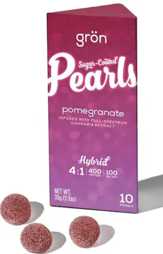 Photograph of product: Gron | Pomegranate Pearls | 4:1 400mg CBD / 100 mg TH-oui