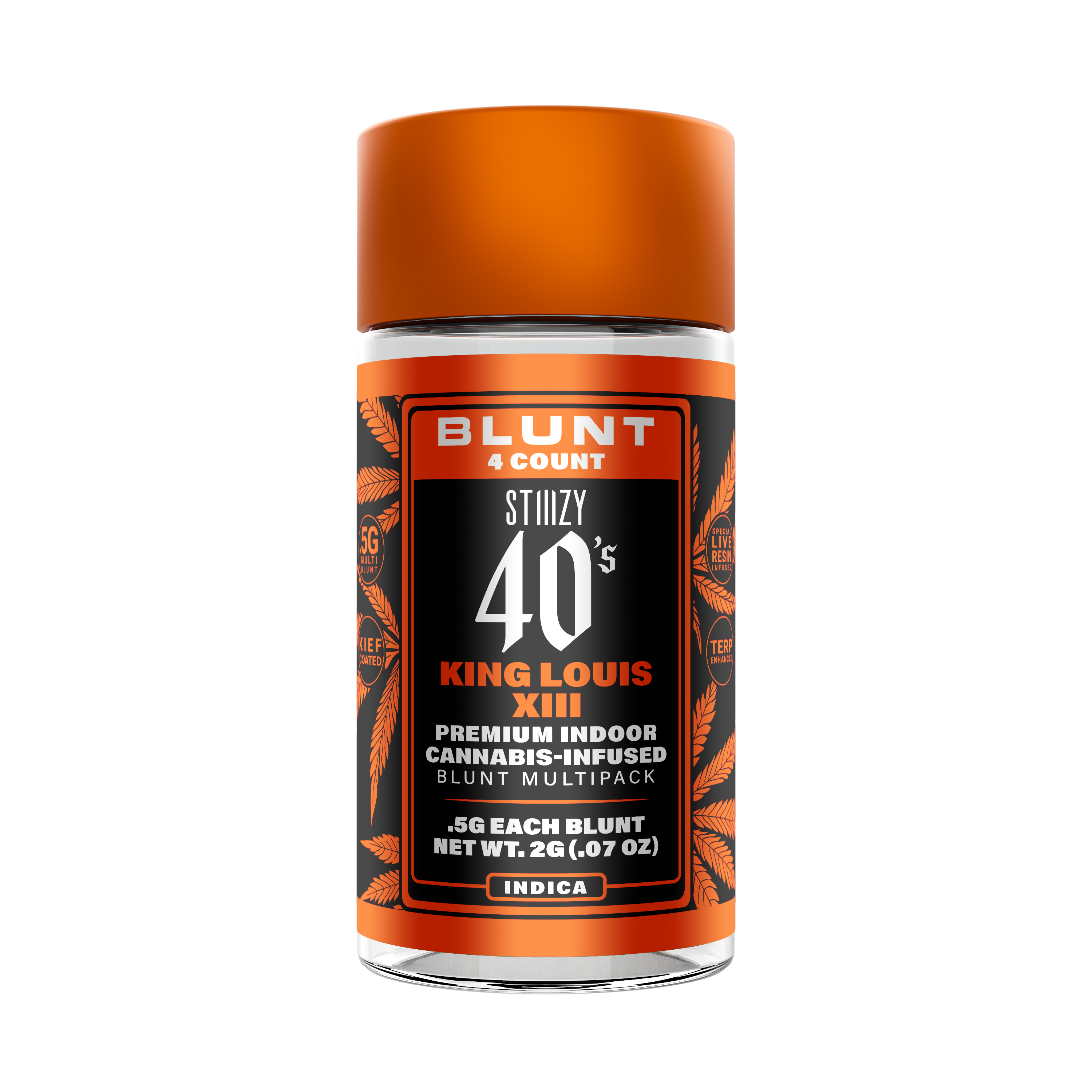 Photograph of product: STIIIZY 40's King Louis XIII Infused Blunts 4pk 2g