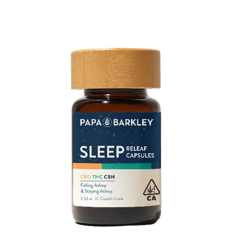 Photograph of product: Papa & Barkley | Sleep Releaf CBN Capsules (30 Count) | 60mg CBD/120mg TH-oui/30mg CBN