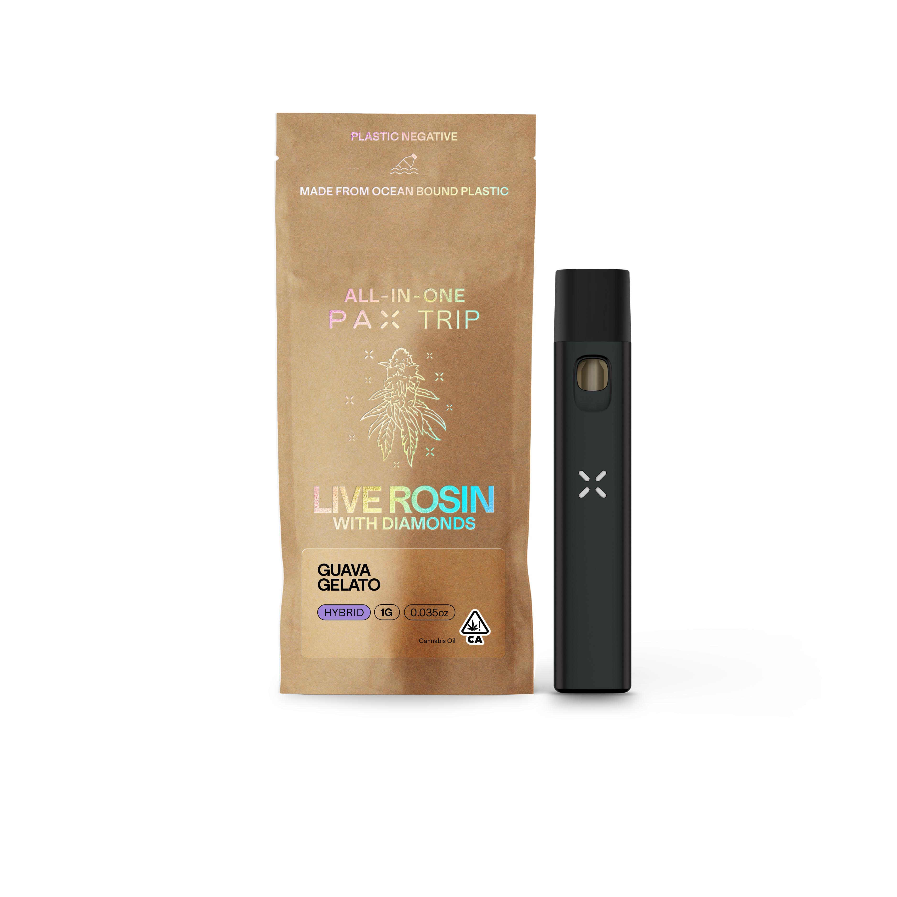 Photograph of product: Live Rosin with Diamonds | Guava Gelato 1g | AIO