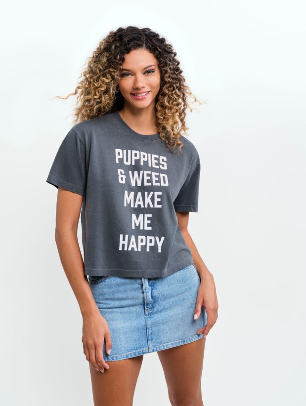 Photograph of product: Puppies and Oui'd Short Sleeve Cropped T-Shirt