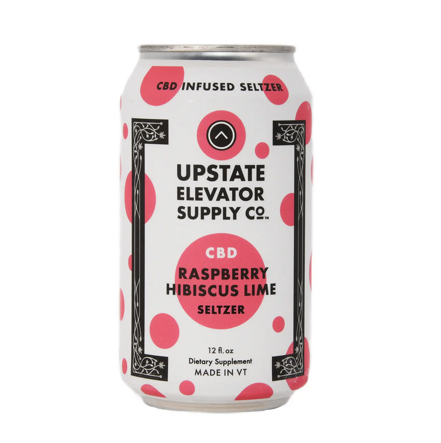 Photograph of product: Upstate Elevator | CBD Seltzer | Raspberry Hibiscus Lime