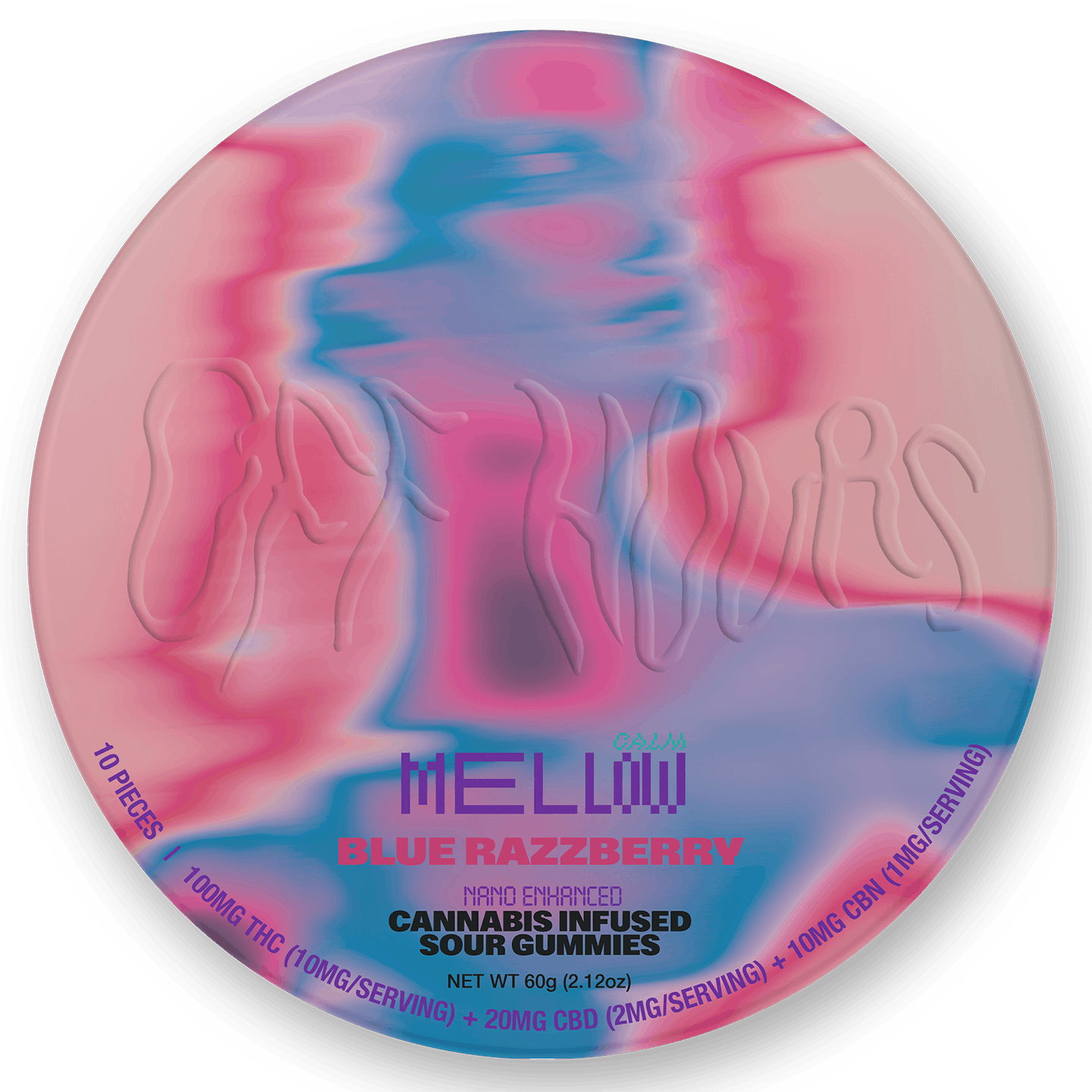 Photograph of product: Off Hours | Mellow Blue Raspberry Gummies | 10 pack 100mg