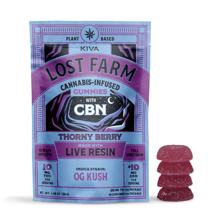 Photograph of product: Lost Farm Thorny Berry x OG Kush Live Resin Gummies 1:1 TH-oui:CBN 100mg