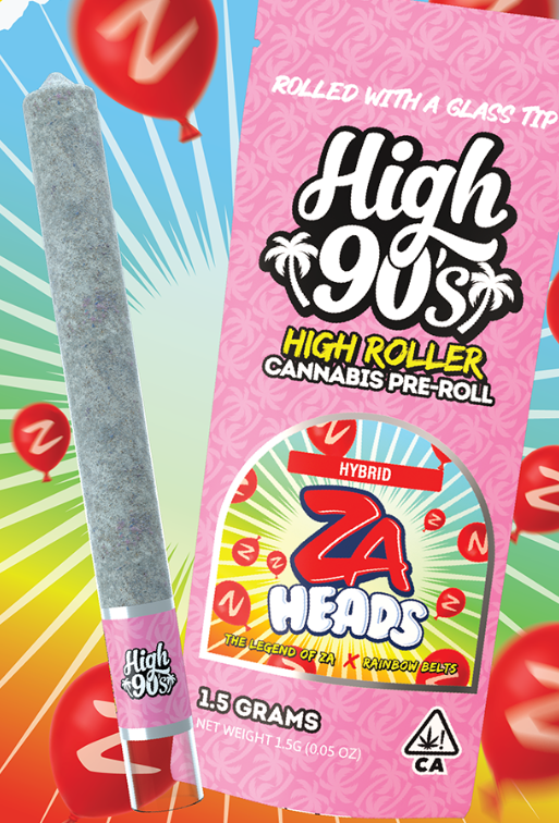 Photograph of product: High90's - ZA Heads - Preroll - High Roller - Hybrid