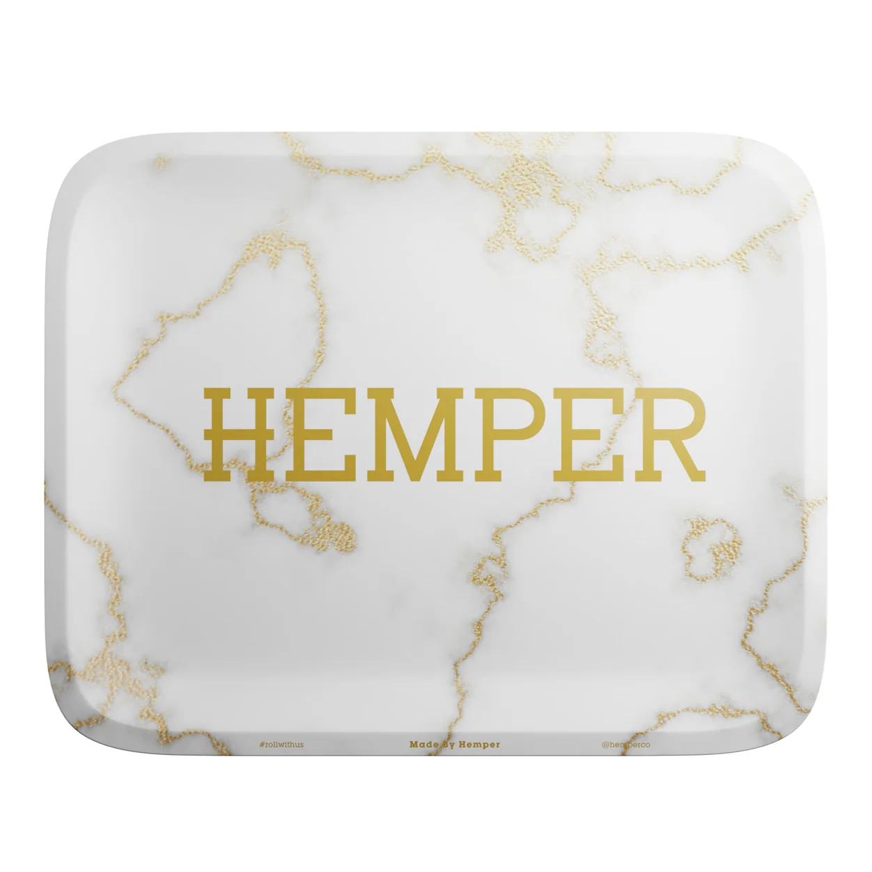 Photograph of product: Accessories | Hemper | White/Gold Marble Rolling Tray | Small