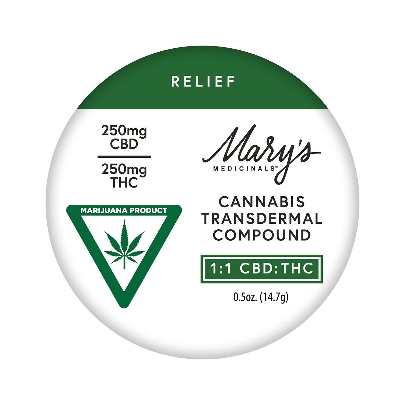 Photograph of product: Mary's Medicinals 1:1 Mini Transdermal Compound 250mg TH-oui | 250mg CBD 0.5oz