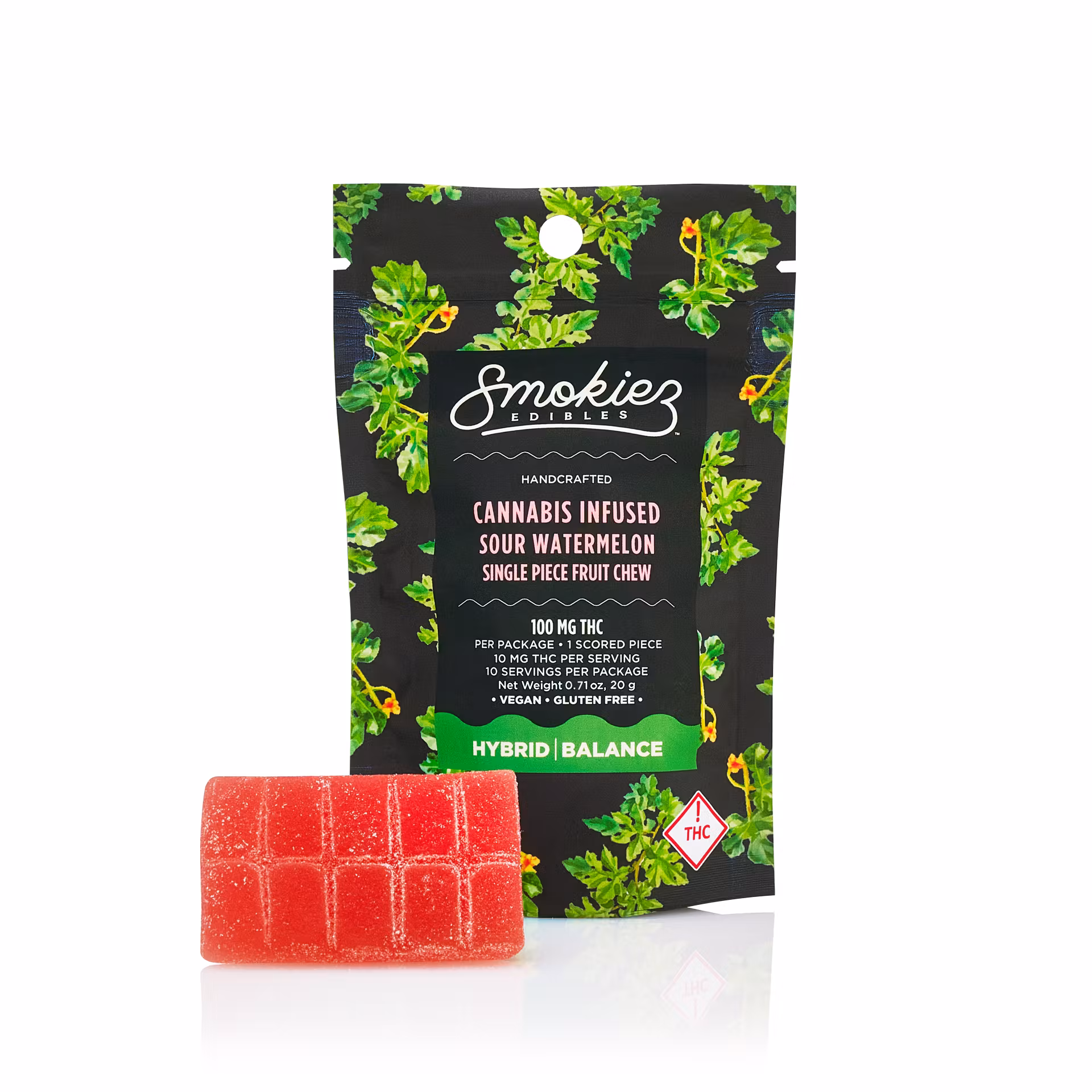 Photograph of product: Smokiez Gummies Sour Watermelon Single 100mg 10pc