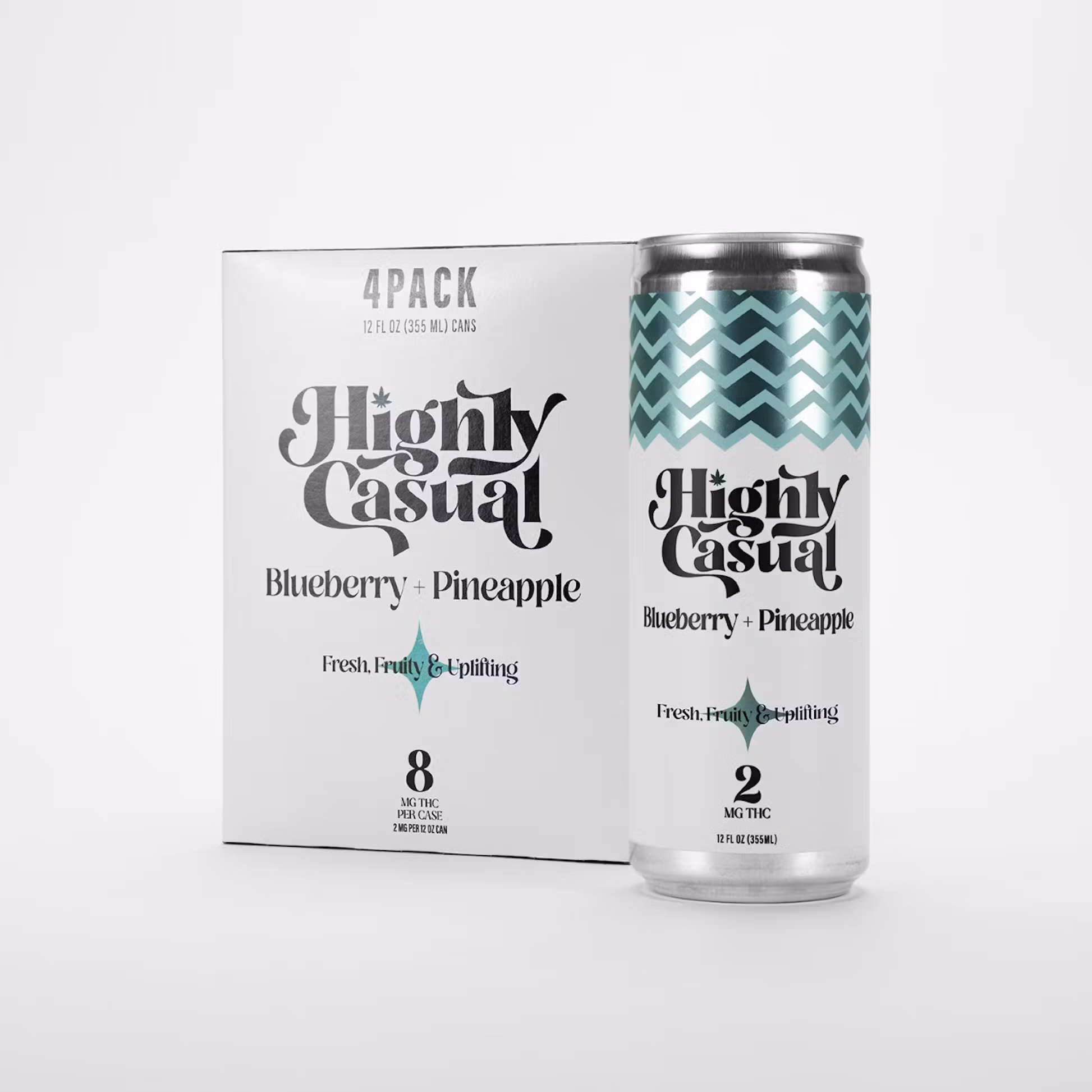 Photograph of product: Highly Casual | TH-oui Seltzer | Blueberry & Pineapple 4-Pack | 8mg