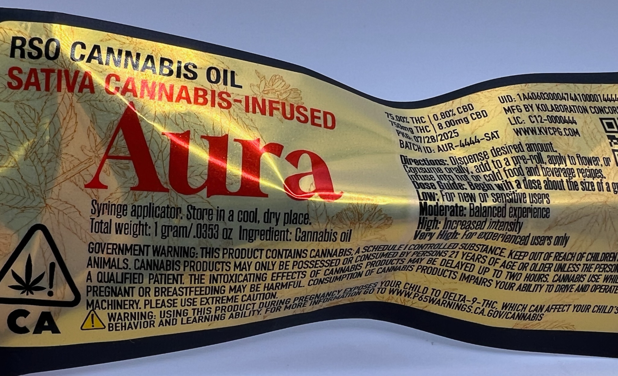 Photograph of product: Oui'd 1g RSO - Aura