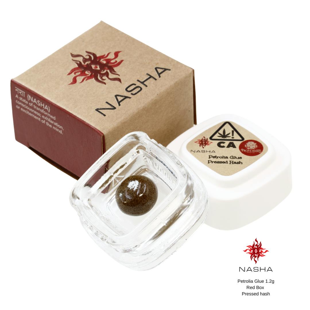 Photograph of product: Petrolia Glue 1.2g Red Pressed au chocolat (Pacific Roots Farm)