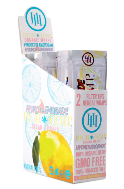 Photograph of product: High Hemp Hydro Lemonade Organic Wraps + Filter Tips 2pk