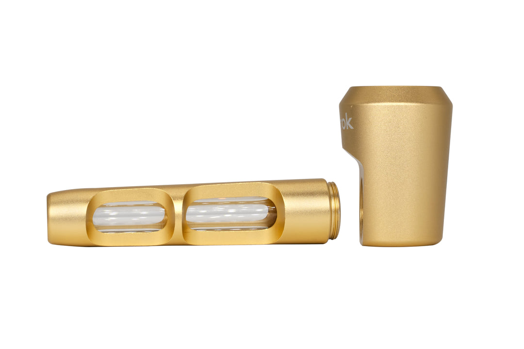 Photograph of product: Aluminum & Glass Spoon Pipe  - Gold