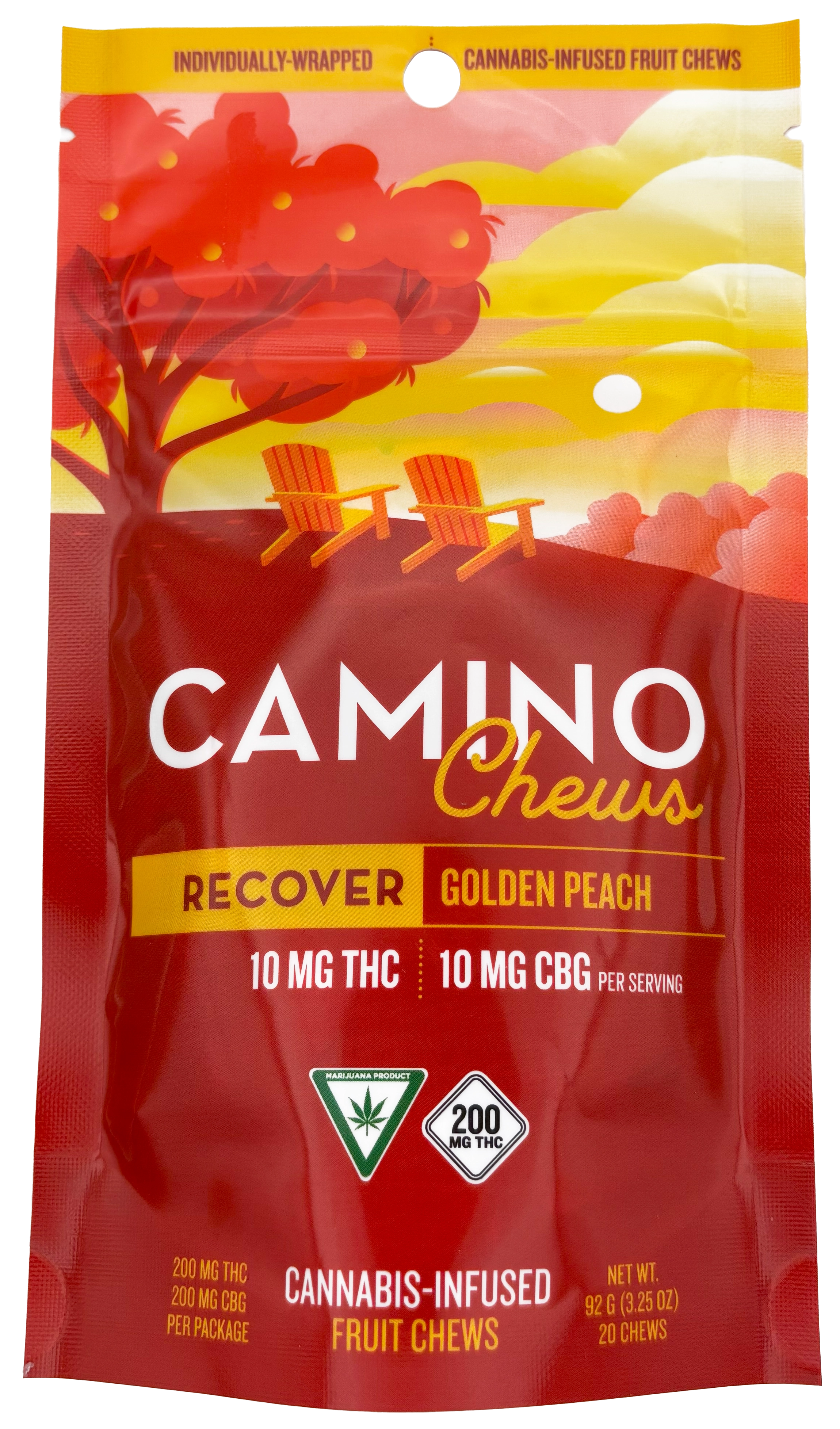 Photograph of product: Golden Peach | Chew Edible | 200mg TH-oui/200mg CBG