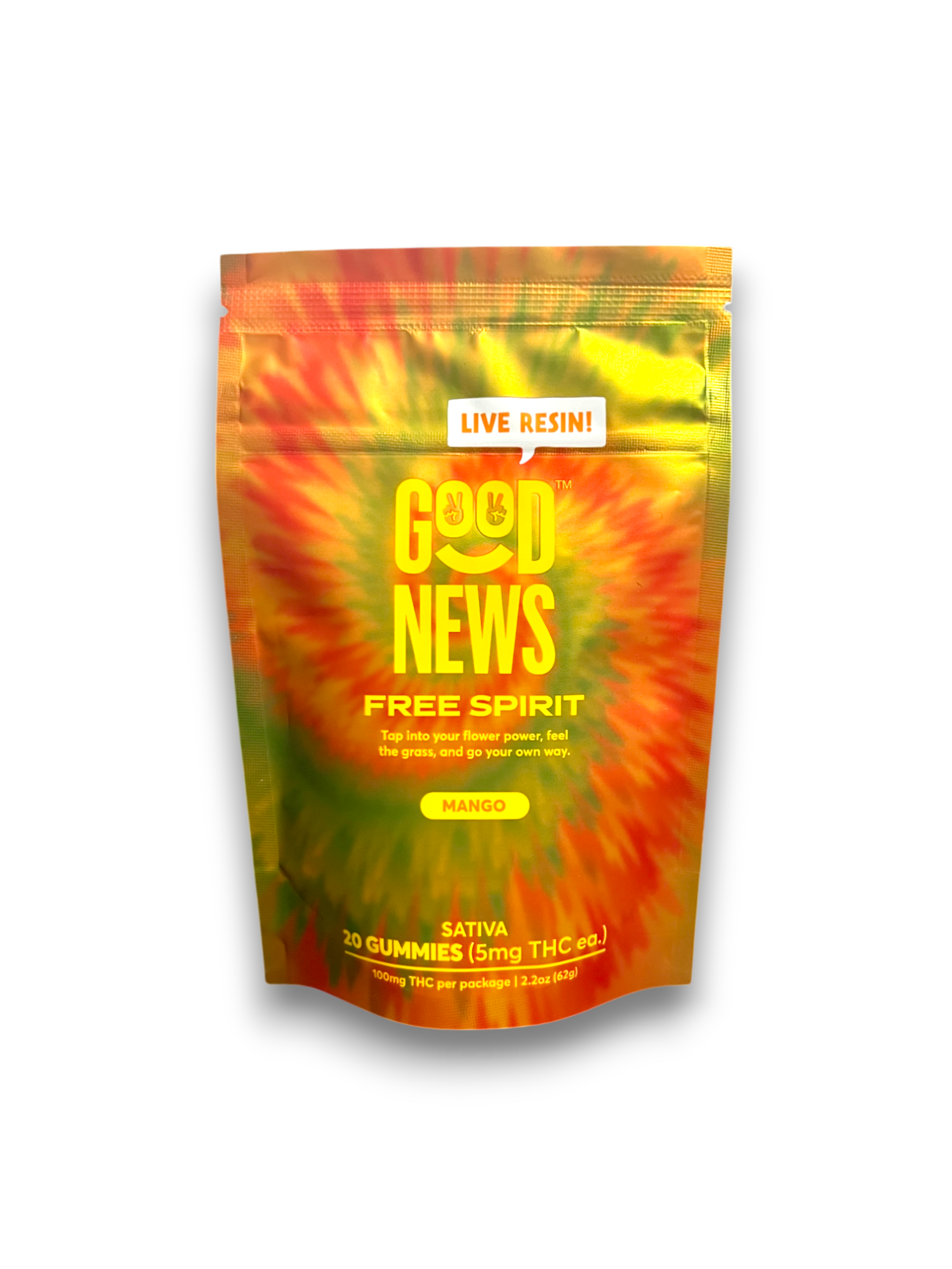 Photograph of product: Free Spirit Mango Live Resin Gummies | Good News |