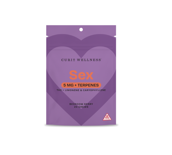 Photograph of product: 100mg +Terpenes Bedroom Berry Sex Chews 20pk