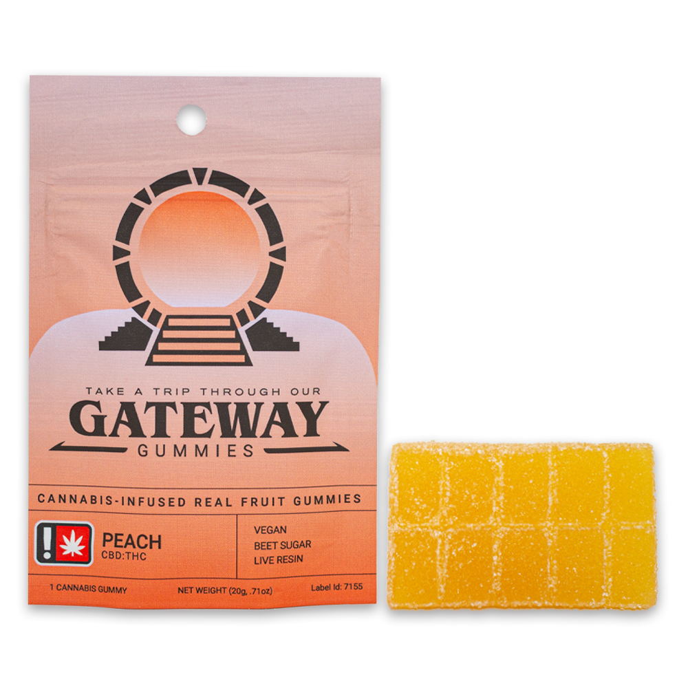 Photograph of product: Peach Gummy Single 1:1 100MG