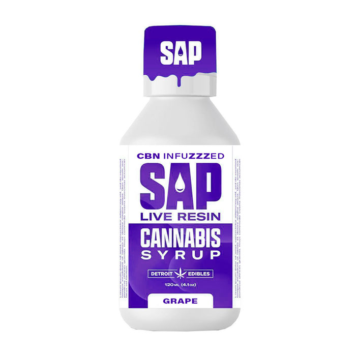 Photograph of product: Detroit Edibles, Grape, SAP Live Resin Syrup, 200mg
