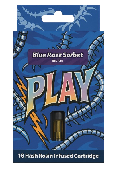 Photograph of product: Blue Razz Sorbet | 1g au chocolat Infused Vape Cart