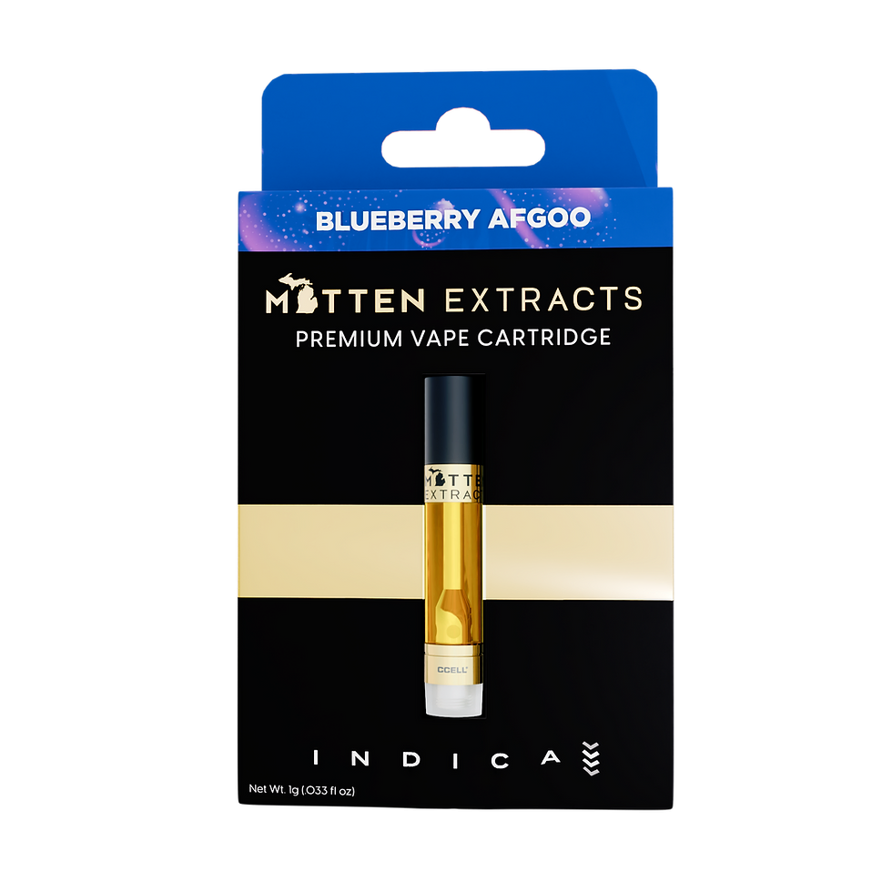 Photograph of product: Mitten Extracts 1g Cartridge | Blueberry Afgoo - Oui'd