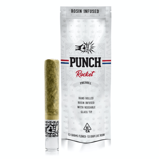 Photograph of product: D. Punch Extracts 1.6g ROSIN Infused Rocket Pre Roll - Bubba's Girl x BCJ (H) - 