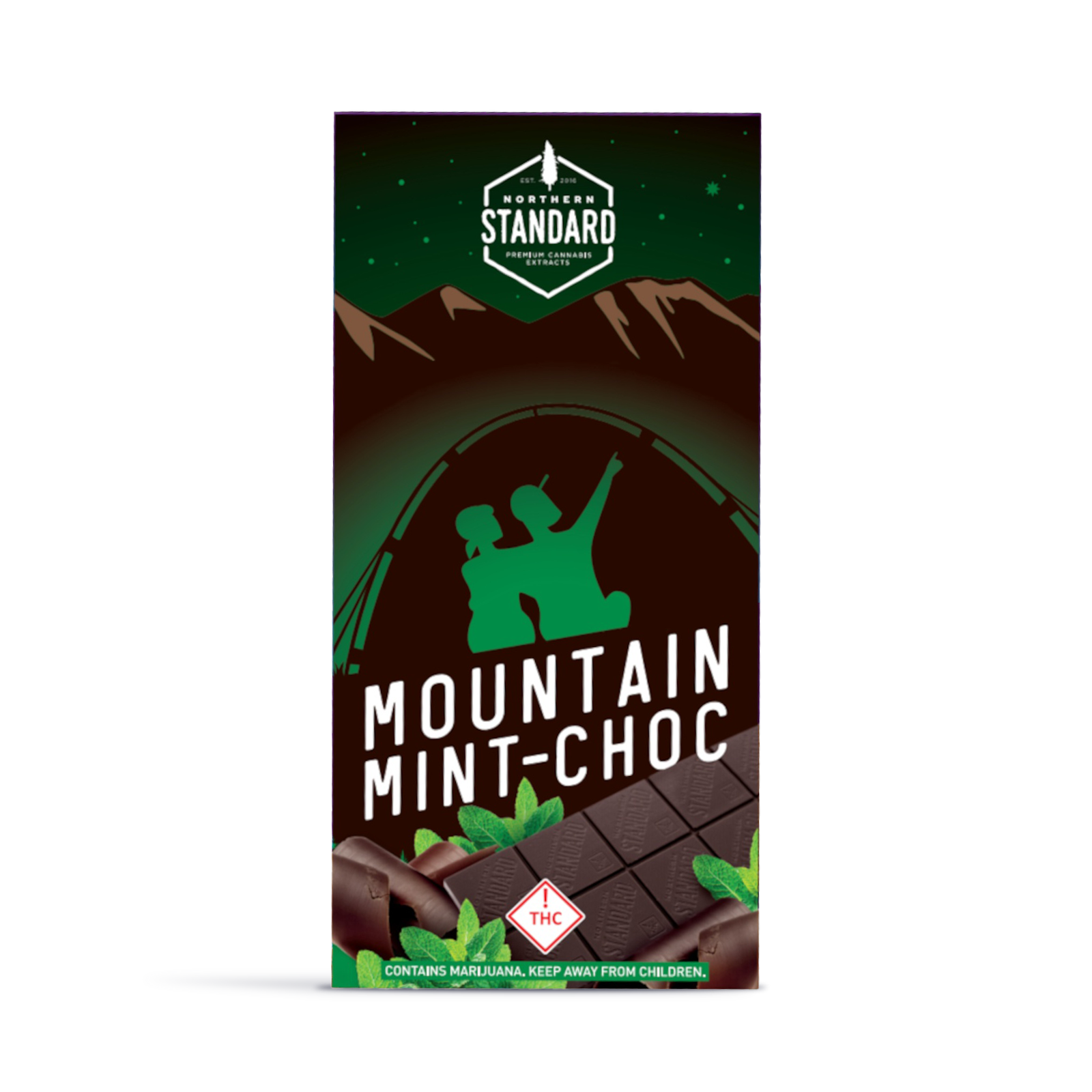 Photograph of product: Mountain Mint-Choc Dark Chocolate Bar | 1000mg