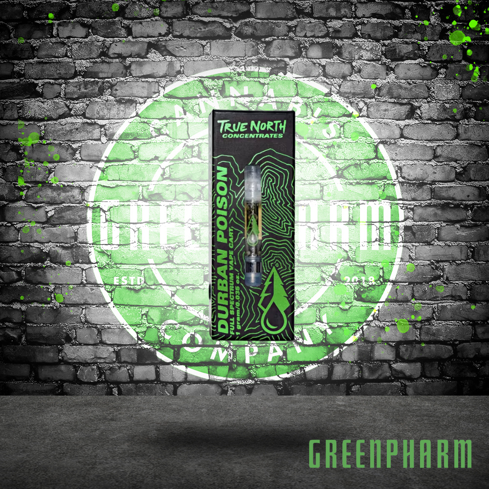 Photograph of product: True North Concentrates Durban Poison Full Spectrum Vape Cart