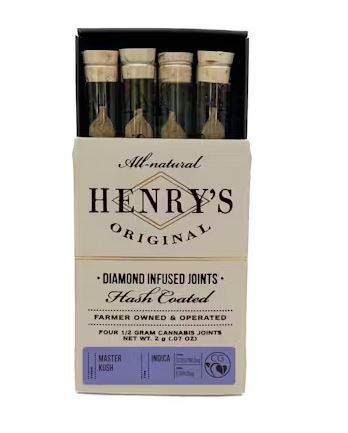 Photograph of product: Henry's Original Master Kush .5g Infused au chocolat Preroll 4pk