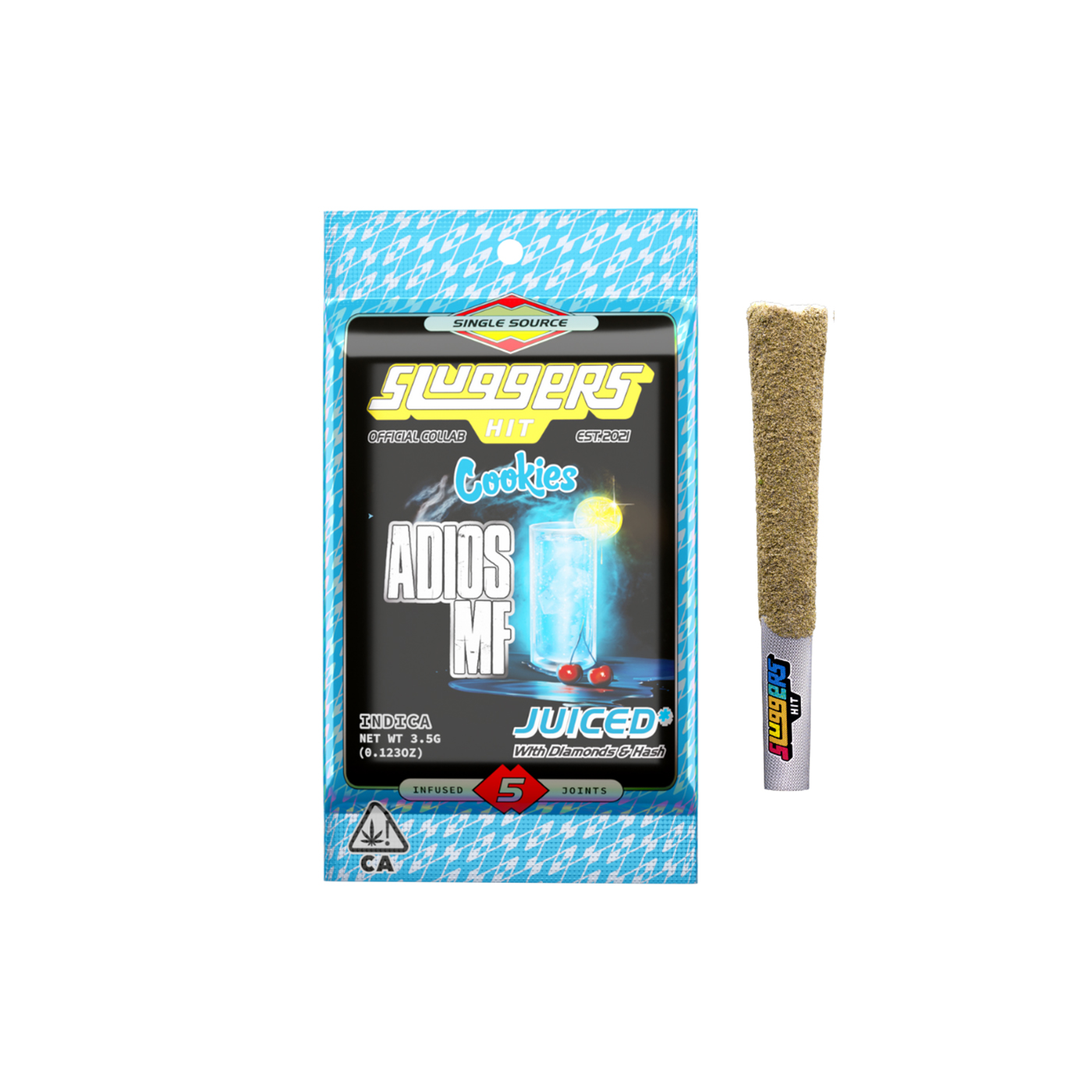 Photograph of product: Sluggers X Cookies Adios MF Infused Pre-Roll 0.7g x 5pk