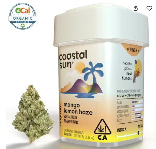 Photograph of product: Coastal Sun Sungrown 7g Quarter - Mango Lemon Haze (S)
