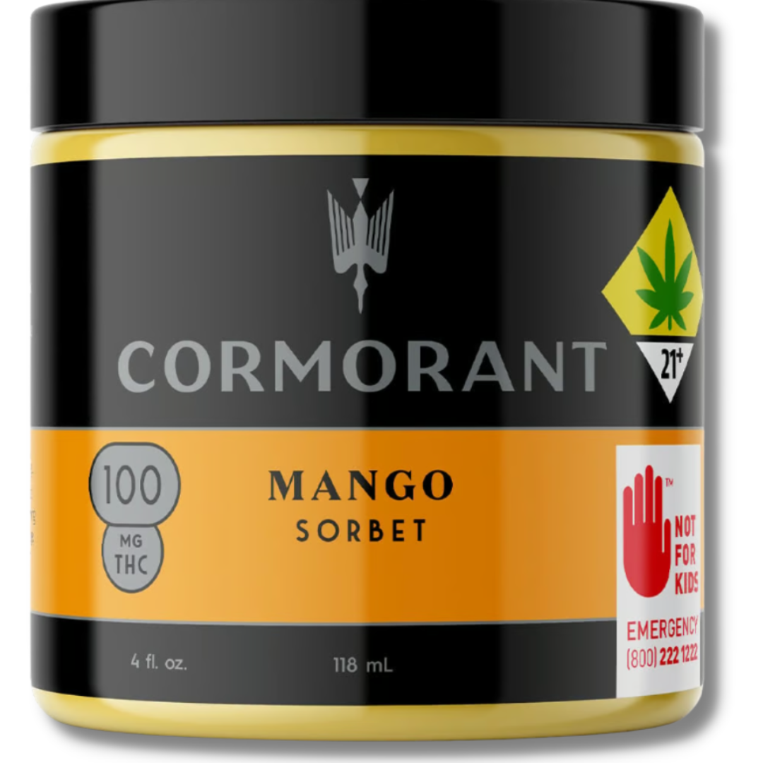 Photograph of product: 1:1 Mango 100mg:100mg 4oz Sorbet (Cormorant)
