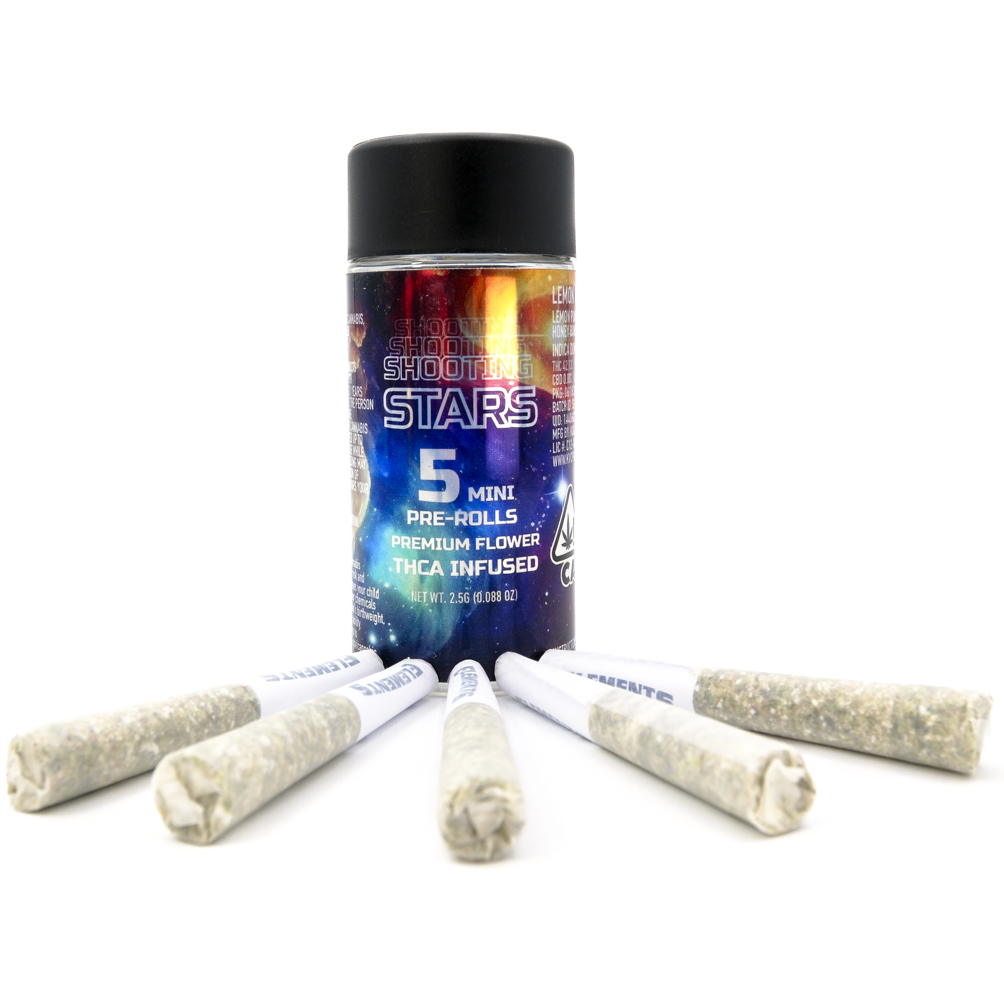 Photograph of product: Tropicana Black 2.5g 5 Pack Mini TH-ouia Infused Pre-Roll - Shooting Stars