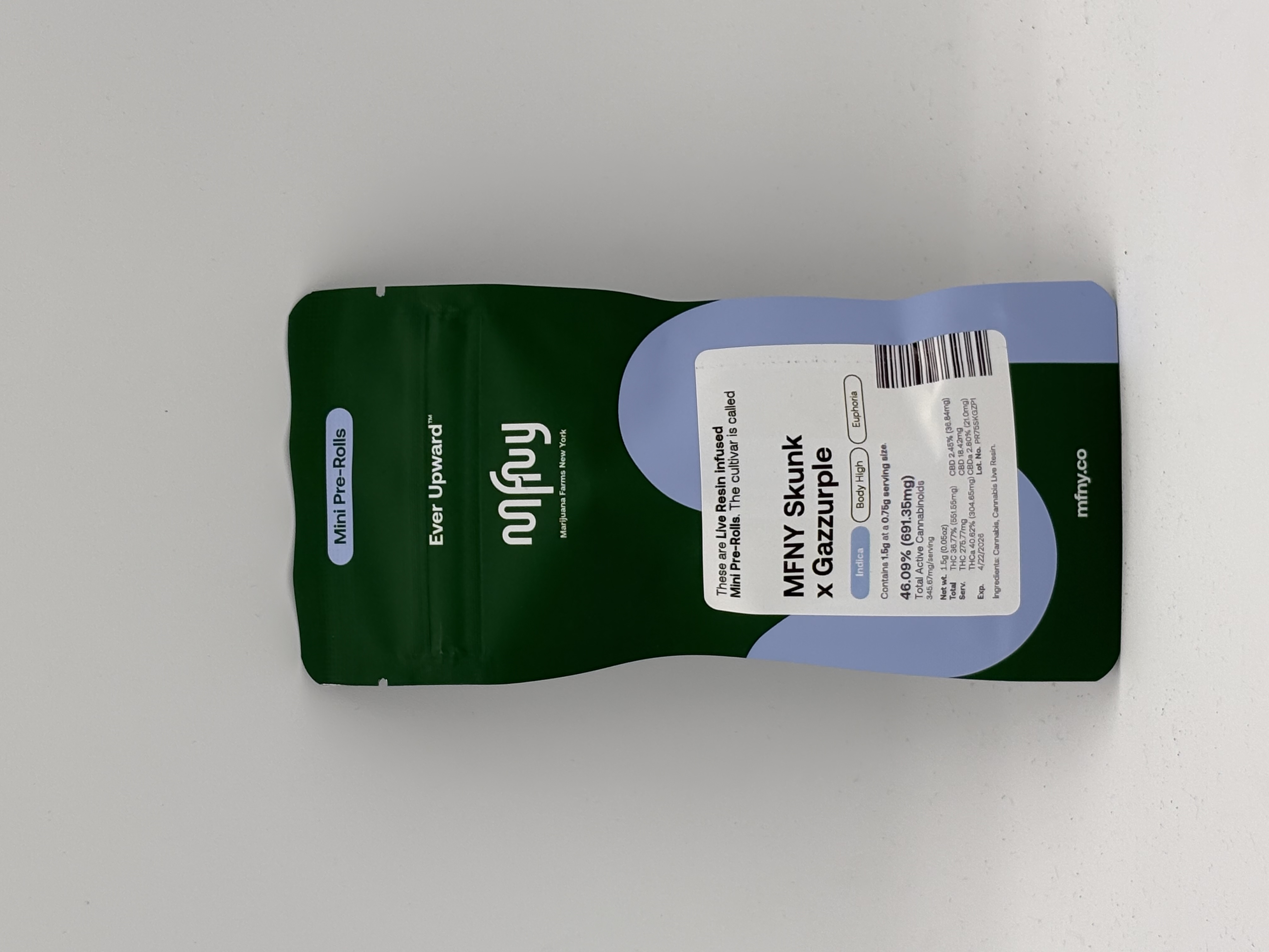 Photograph of product: MFNY | MFNY Skunk X Gazzurple | Mini Pre-Rolls | 2pck | 1.5g