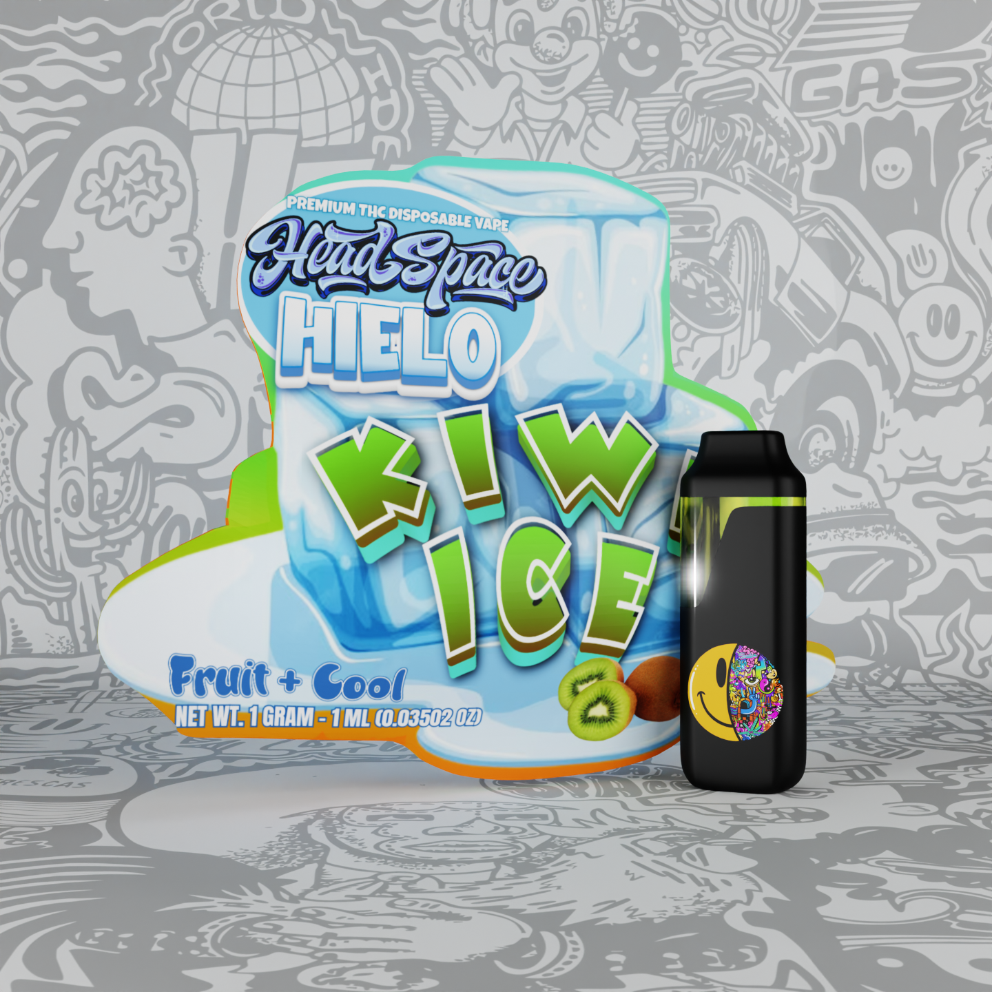 Photograph of product: Kiwi Ice Disposable Vape 1g