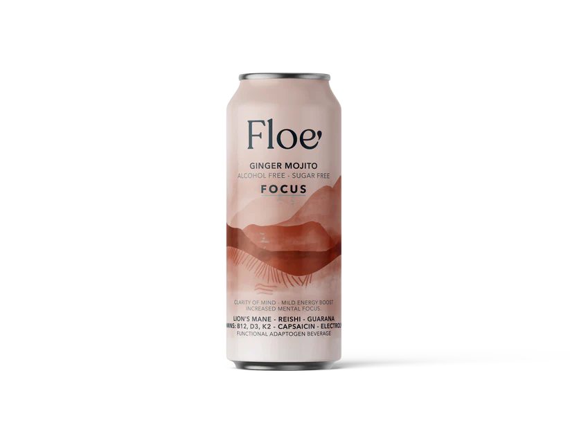 Photograph of product: Floe Seltzer Focus Ginger Mojito Functional Mushroom Beverage 12 Oz